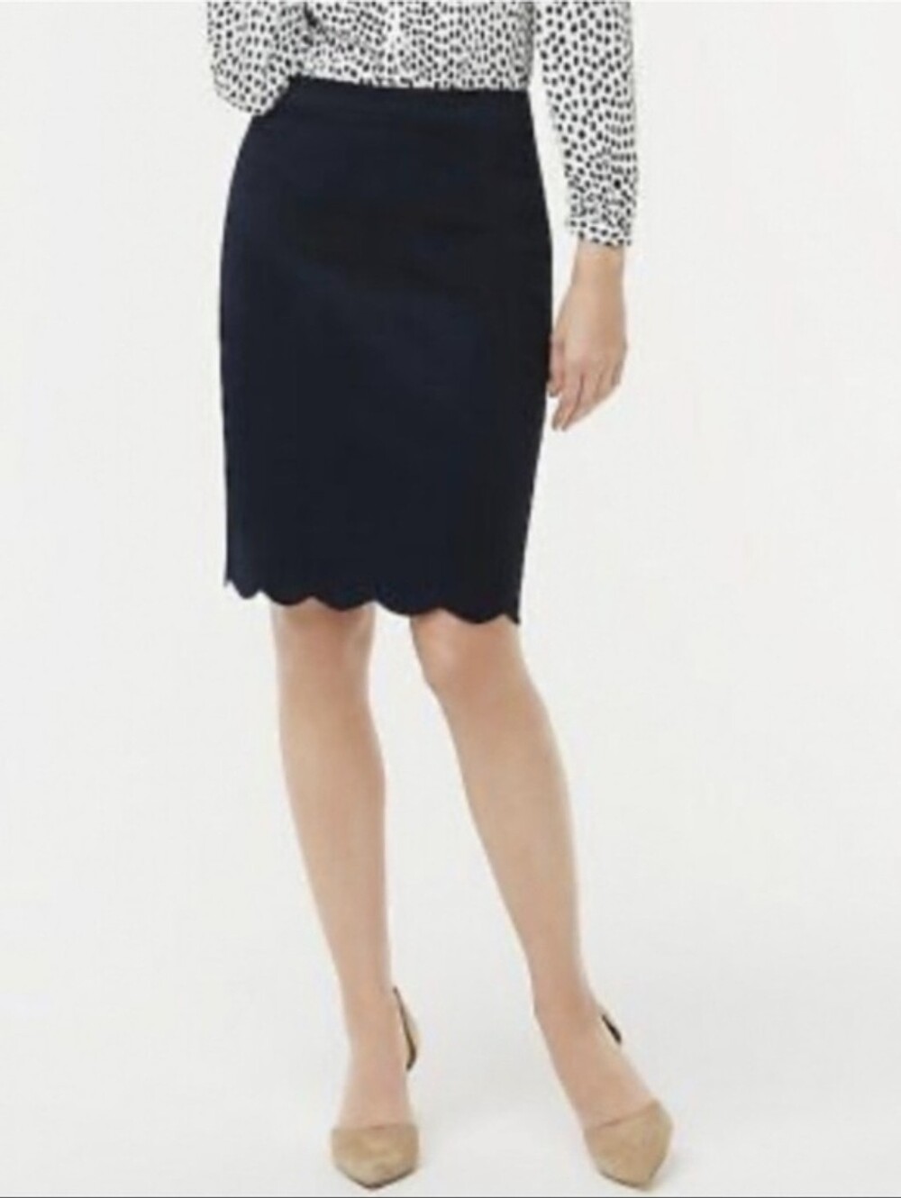 J.Crew Navy Scallop Hem Pencil Skirt